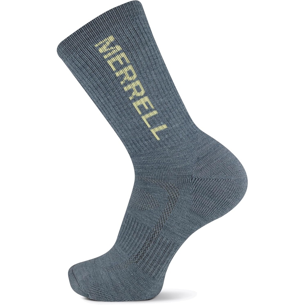 image:imageMerrell unisexadult Mens and Womens Zoned Cushioned Wool Hiking Crew Socks Breathable Arch SupportBlue Logo