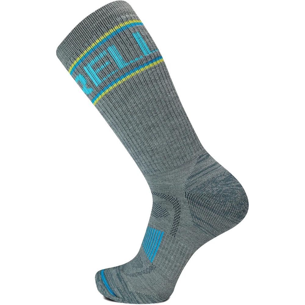 image:imageMerrell unisexadult Mens and Womens Zoned Cushioned Wool Hiking Crew Socks Breathable Arch SupportGrayBlue