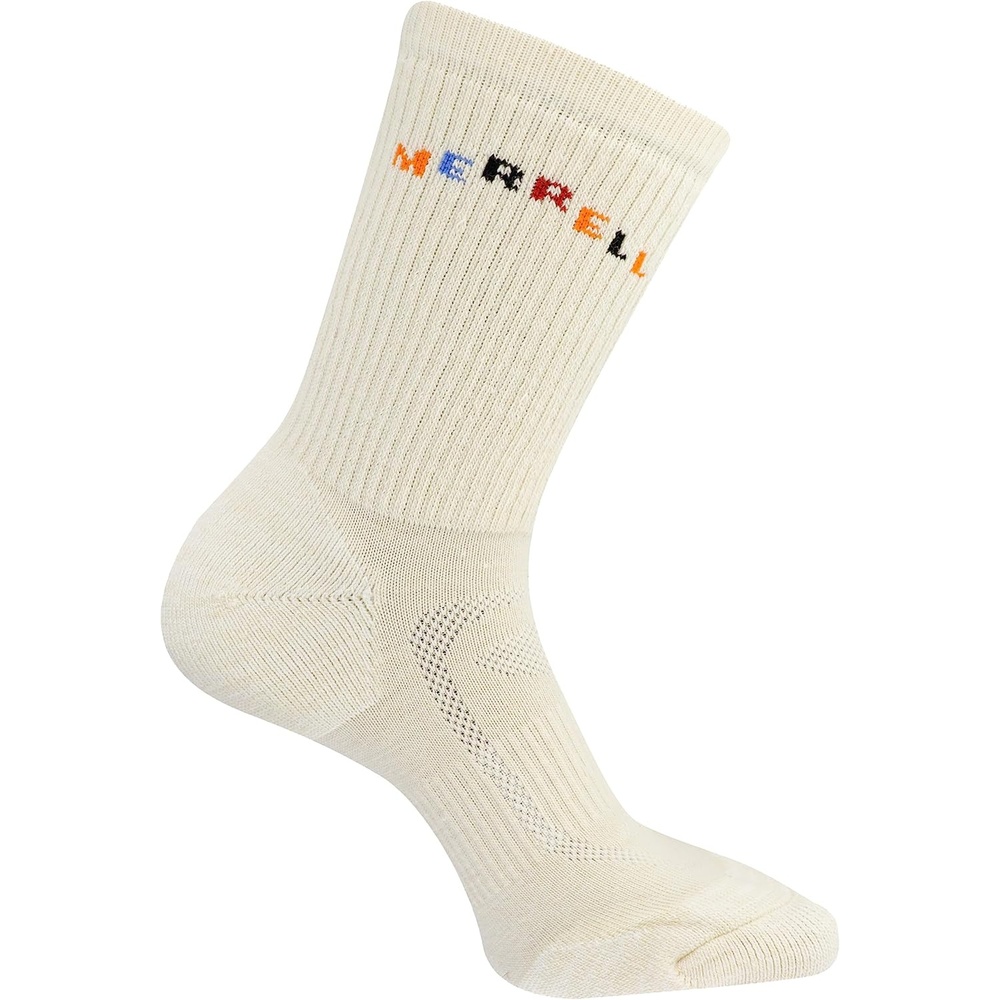 image:imageMerrell unisexadult Mens and Womens Zoned Cushioned Wool Hiking Crew Socks Breathable Arch SupportWhite