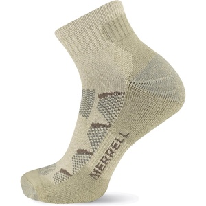 Merrell Men’s and Women’s MOAB Hiking Midweight Cushion Socks – Unisex Coolmax Moisture Management and Arch Support(Ankle – Oatmeal)
