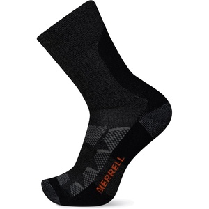 Merrell Men’s and Women’s MOAB Hiking Midweight Cushion Socks – Unisex Coolmax Moisture Management and Arch Support(Crew – Charcoal)