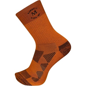Merrell Men’s and Women’s MOAB Hiking Midweight Cushion Socks – Unisex Coolmax Moisture Management and Arch Support(Crew – Orange)
