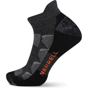 Merrell Men’s and Women’s MOAB Hiking Midweight Cushion Socks – Unisex Coolmax Moisture Management and Arch Support(Low Cut Tab – Charcoal)