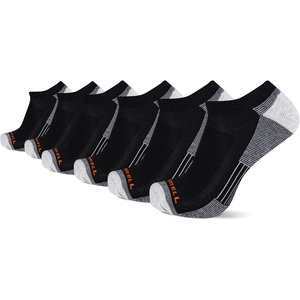 Merrell Men’s and Women’s Wool Everyday Hiking Socks – 3 Pair Pack – Cushion Arch Support & Moisture Wicking(Black Block (6 Pairs))