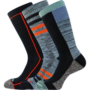 Merrell Repreve Cushioned Hiker Crew Socks 3 Pair(Black Orange Assorted)