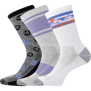 Merrell Repreve Cushioned Hiker Crew Socks 3 Pair(Lavender Assorted)