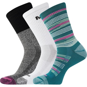 Merrell Repreve Cushioned Hiker Crew Socks 3 Pair(Pink Assorted)