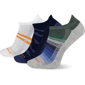 Merrell Unisex Adult Cushioned Low Cut Tab Socks (3-Pair)(Blue Stripe Assorted)