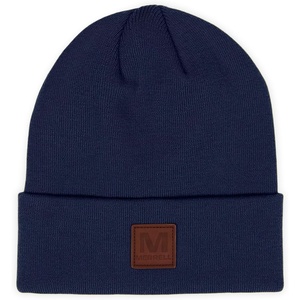 Merrell Unisex Adult Gannet Hat with Leather Patch, Rib Knit Beanie with Cuff for Warmth & Adventure(Navy Night)
