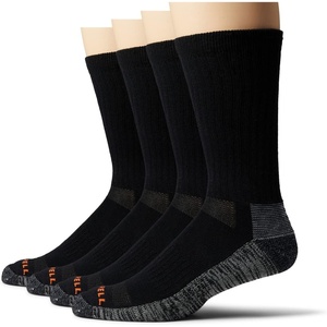 Merrell Unisex Adult Men’s and Women’s Durable Everyday Work Crew Socks – 3 & 6 Pairs – Anti-odor Cotton(Black (6 Pairs))