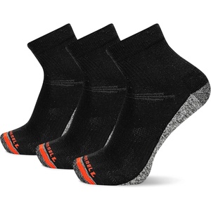 Merrell Unisex Adult Men’s and Women’s Lightweight Work Ankle Socks – 3 Pairs – Repreve With Durable Reinforcement(Black)