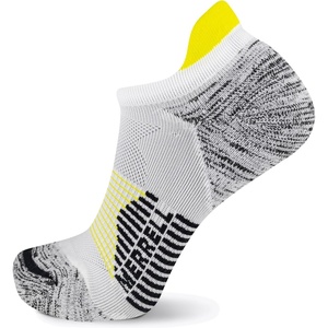Merrell Unisex Adult Men’s and Women’s Trail Running Cushioned Socks – Anti-slip Heel & Arch Compression(Low Cut Tab – White Gray)