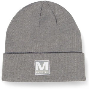 Merrell Unisex Adult Patch Beanie, Classic Double-Layer Knit Hat with Cuff for Slopes & City Warmth(Light Grey Heather)