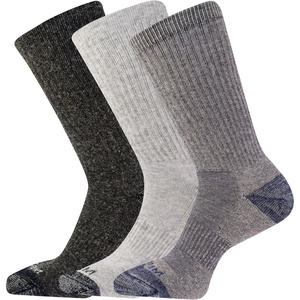 Merrell Unisex Adult Wool Hiking Crew Socks (3-Pack)(Charcoal Heather (3 Pairs))