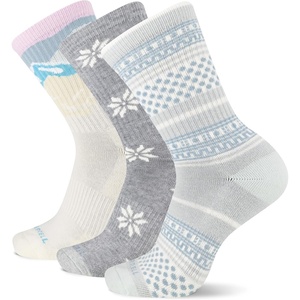 Merrell Unisex Adult Wool Hiking Crew Socks (3-Pack)(Light Grey Assorted (3 Pairs))