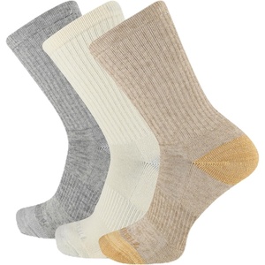 Merrell Unisex Adult Wool Hiking Crew Socks (3-Pack)(Light Tan Assorted (3 Pairs))