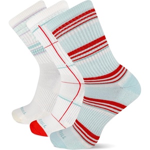 Merrell Unisex Adult Wool Hiking Crew Socks (3-Pack)(White Assorted (3 Pairs))