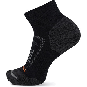 Merrell Unisex Men’s and Women’s Zoned Cushioned Wool Hiking Ankle Socks – Breathable Arch Support(Black)