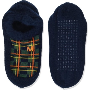 Merrell Unisex-adults Men’s and Women’s Cozy Gripper Slipper Socks – Unisex Soft Brushed Inner Layer and Full Cushion(Navy)