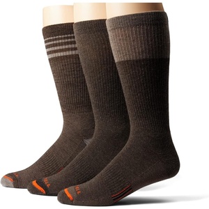 Merrell unisex-adult Men’s and Women’s Merino Wool Work Crew Socks – 3 Pairs – Arch Support(Brown)