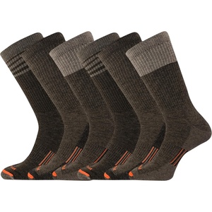 Merrell unisex-adult Men’s and Women’s Merino Wool Work Crew Socks – 3 Pairs – Arch Support(Brown (6 Pairs))