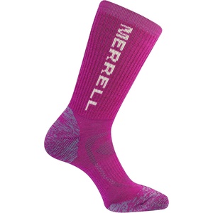Merrell unisex-adult Men’s and Women’s Zoned Cushioned Wool Hiking Crew Socks – Breathable Arch Support(Pink)