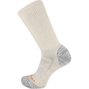 Merrell unisex-adult Men’s and Women’s Zoned Cushioned Wool Hiking Crew Socks – Breathable Arch Support(Whisper White)