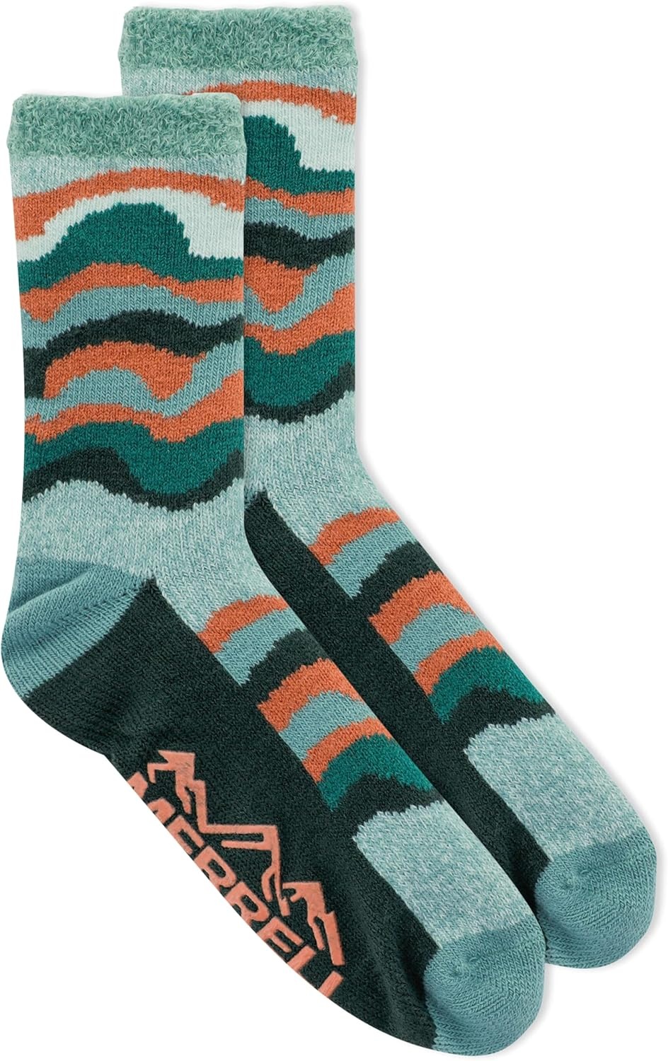 image:imageMerrell Mens and Womens Double Layer Brushed Crew Socks1 Pair PackUnisex Arch Support and Odor Fighting TechnologyAqua