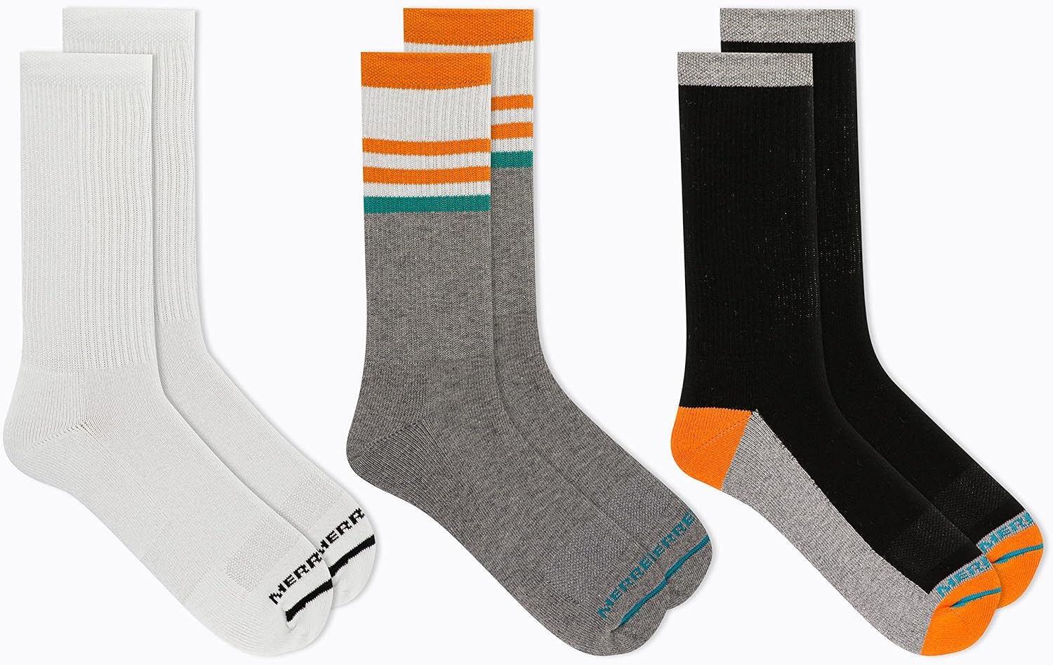 image:imageMerrell Unisex Adult Mens and Womens Cushioned Cotton Crew Socks 3 amp 6 Pairs Breathable Mesh Comfort ZonesOrange Assorted