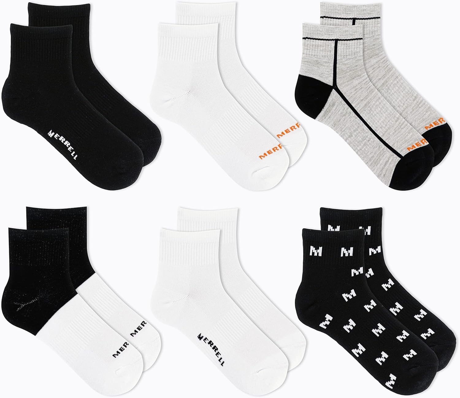 image:imageMerrell Unisex Adult Mens and Womens Recycled Cushioned Ankle Socks 6 amp 12 Pairs Hiking Arch SupportBlack Assorted 6 Pairs