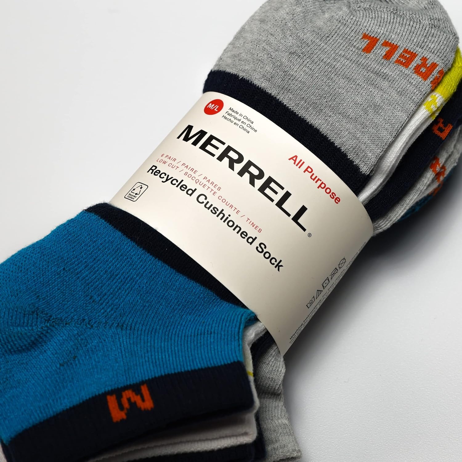image:imageMerrell Unisex Adult Mens and Womens Recycled Cushioned Ankle Socks 6 amp 12 Pairs Hiking Arch SupportBlue Assorted 6 Pairs
