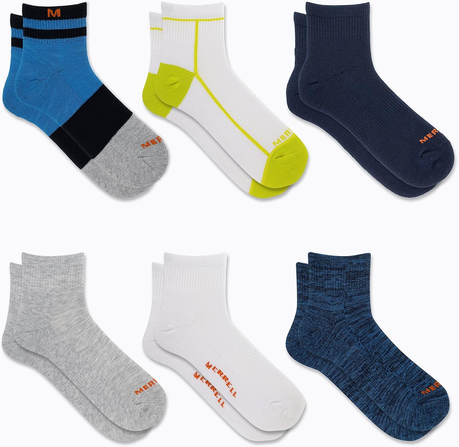 image:imageMerrell Unisex Adult Mens and Womens Recycled Cushioned Ankle Socks 6 amp 12 Pairs Hiking Arch SupportBlue Assorted 6 Pairs