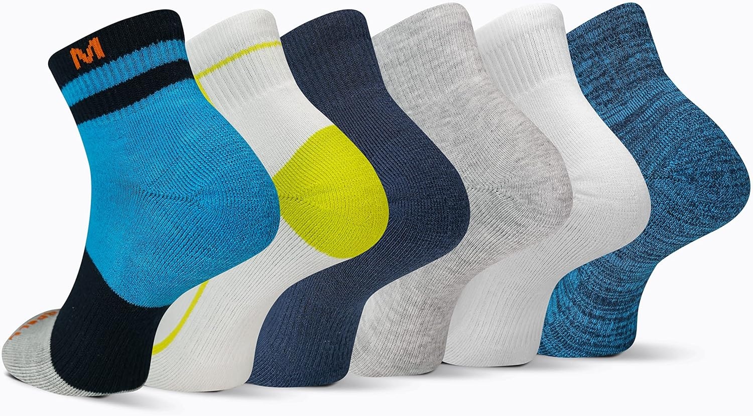 image:imageMerrell Unisex Adult Mens and Womens Recycled Cushioned Ankle Socks 6 amp 12 Pairs Hiking Arch SupportBlue Assorted 6 Pairs
