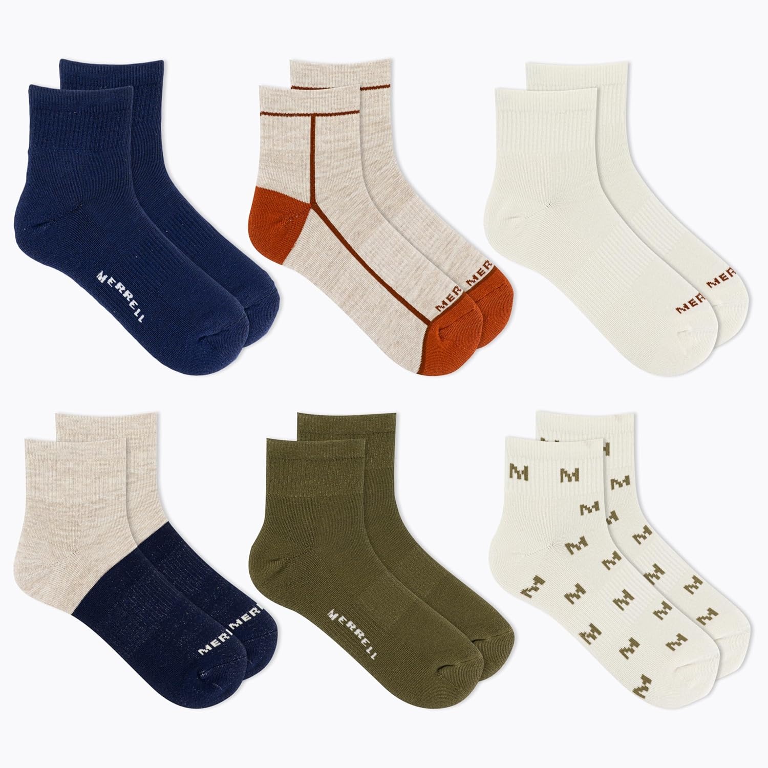 image:imageMerrell Unisex Adult Mens and Womens Recycled Cushioned Ankle Socks 6 amp 12 Pairs Hiking Arch SupportNavy Assorted 6 Pairs
