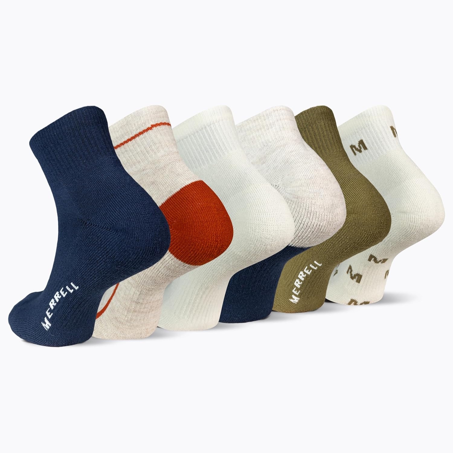 image:imageMerrell Unisex Adult Mens and Womens Recycled Cushioned Ankle Socks 6 amp 12 Pairs Hiking Arch SupportNavy Assorted 6 Pairs