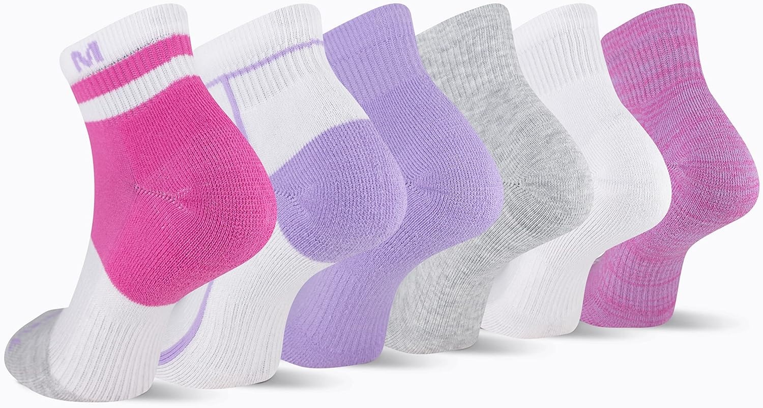 image:imageMerrell Unisex Adult Mens and Womens Recycled Cushioned Ankle Socks 6 amp 12 Pairs Hiking Arch SupportPink Assorted 6 Pairs