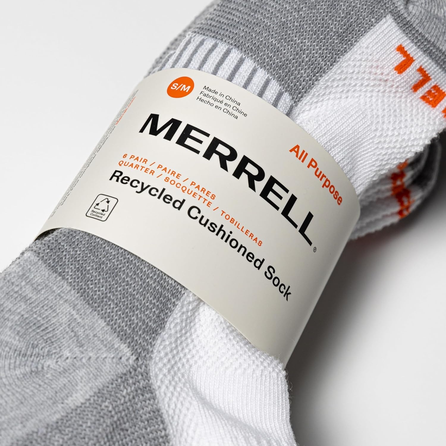 image:imageMerrell Unisex Adult Mens and Womens Recycled Cushioned Ankle Socks 6 amp 12 Pairs Hiking Arch SupportWhite Block 6 Pairs