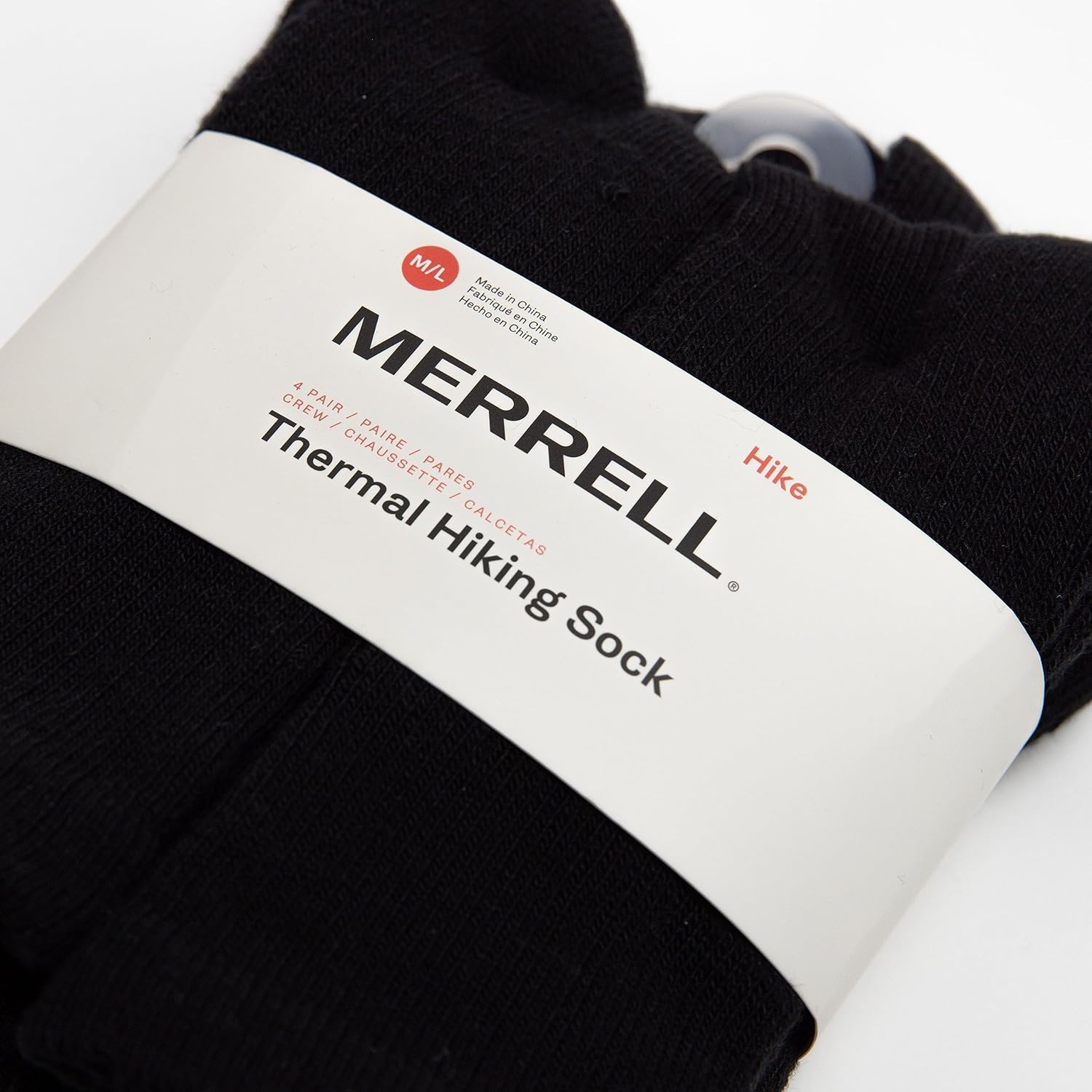 image:imageMerrell Unisex Mens And Womens Socks 4 Pair Pack Arch Support Band Thermal Wool Blend Hiking CrewBlack