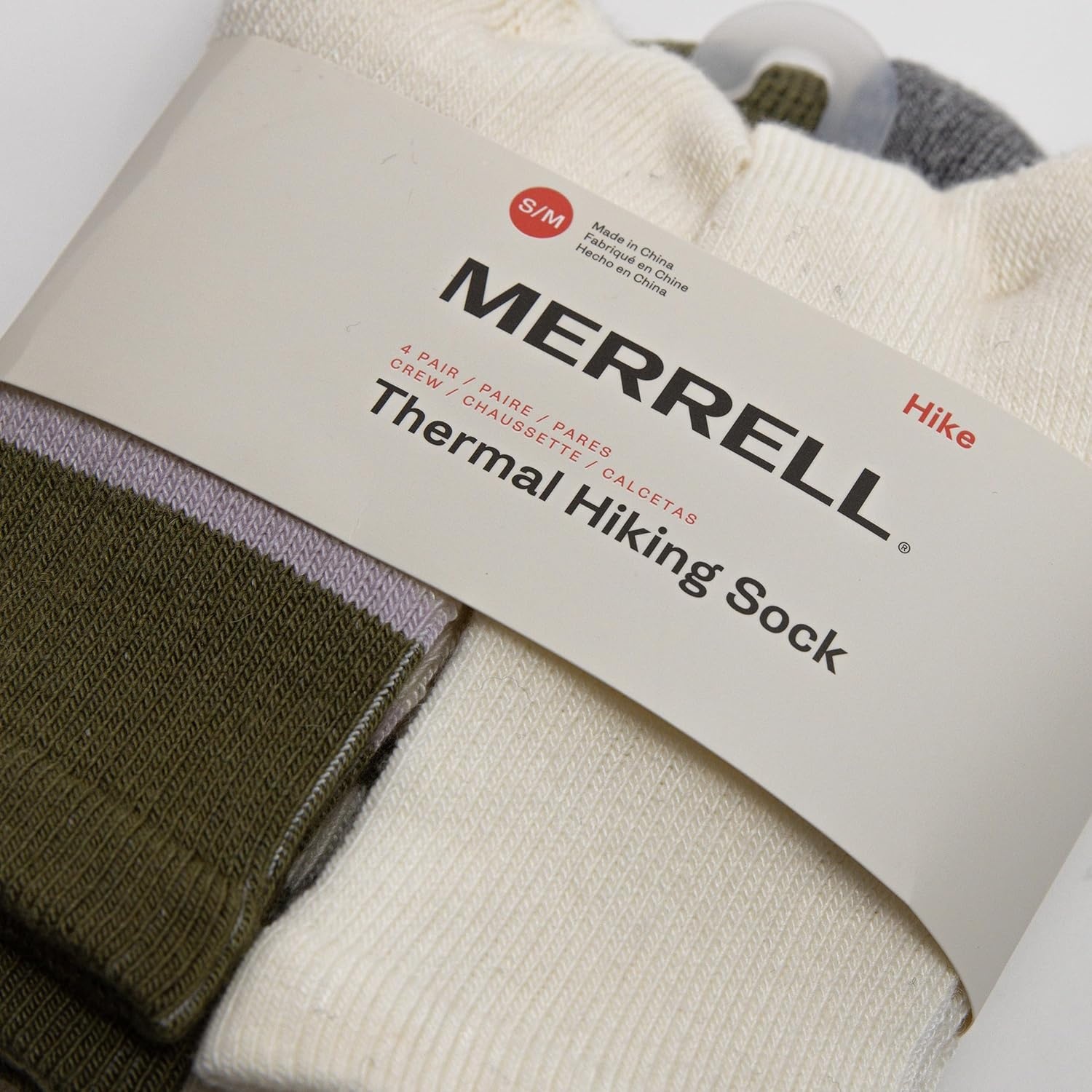 image:imageMerrell Unisex Mens And Womens Socks 4 Pair Pack Arch Support Band Thermal Wool Blend Hiking CrewGray Assorted