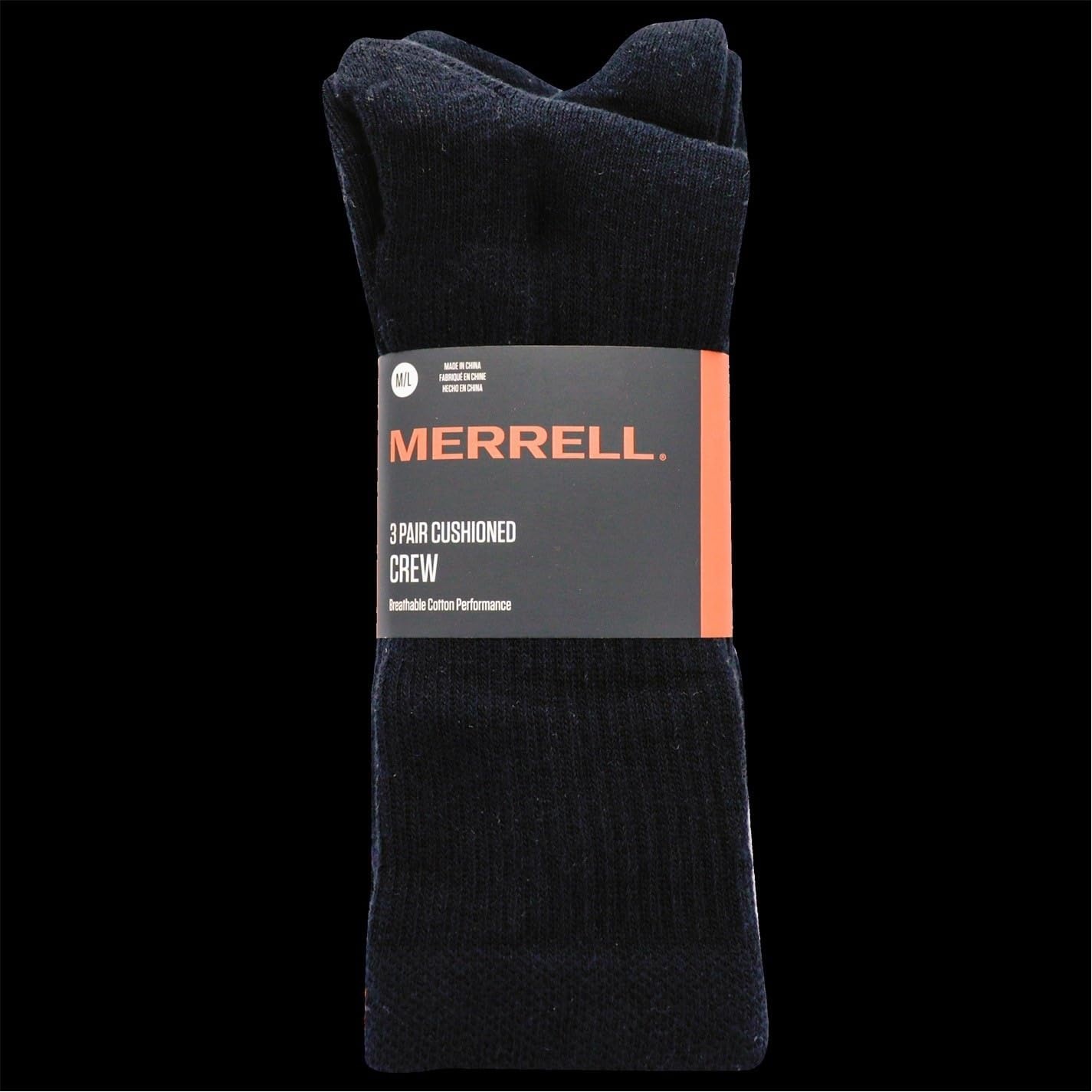 image:imageMerrell Unisexadults Mens and Womens Cushioned Cotton Crew Socks Unisex 3 Pair Pack Breathable Mesh ZonesCrew BlackWhiteGray