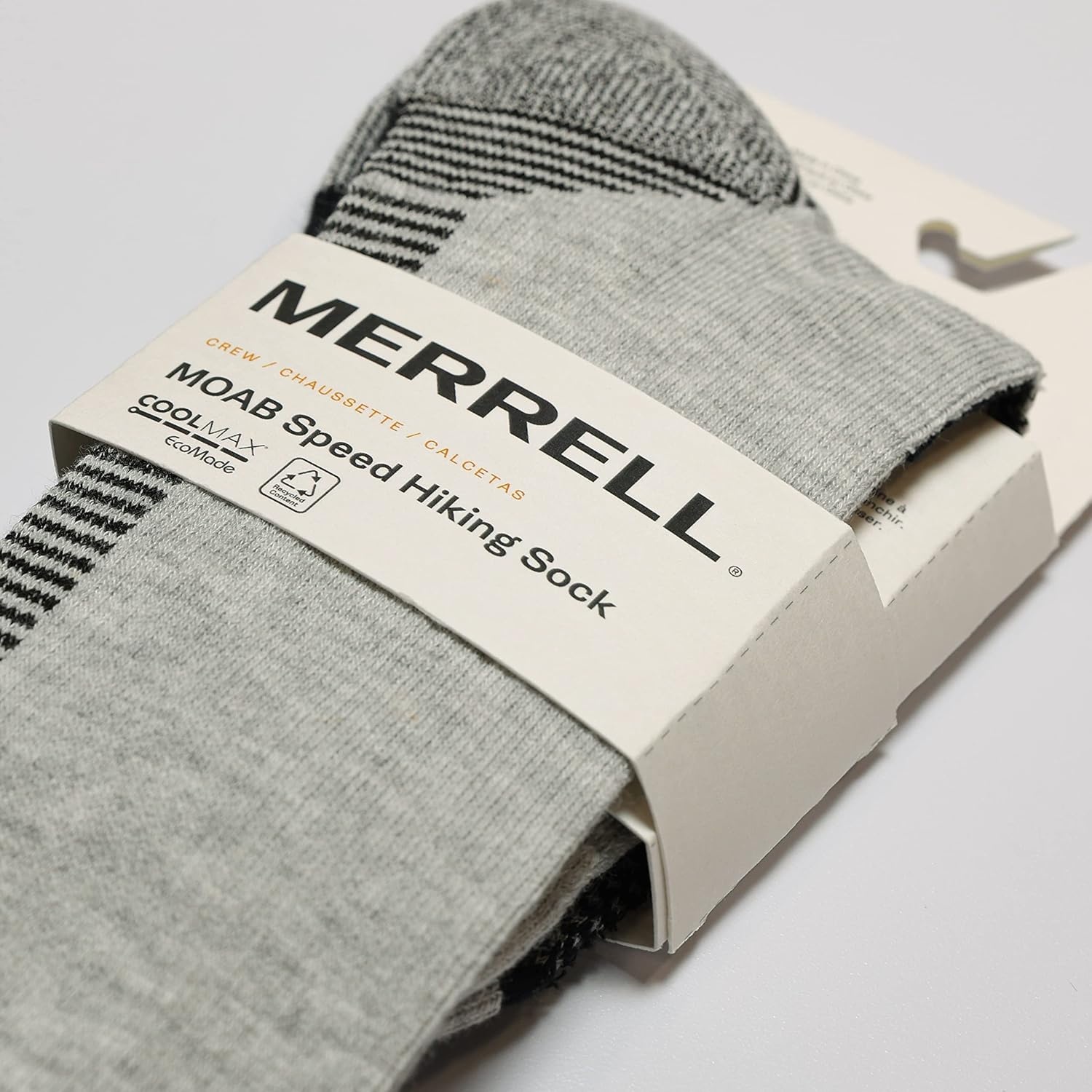 image:imageMerrell mens and womens Moab Speed Lightweight Hiking Crew Socks1 PairUnisex Sustainable Coolmax EcoMade Gray Heather MediumLarge