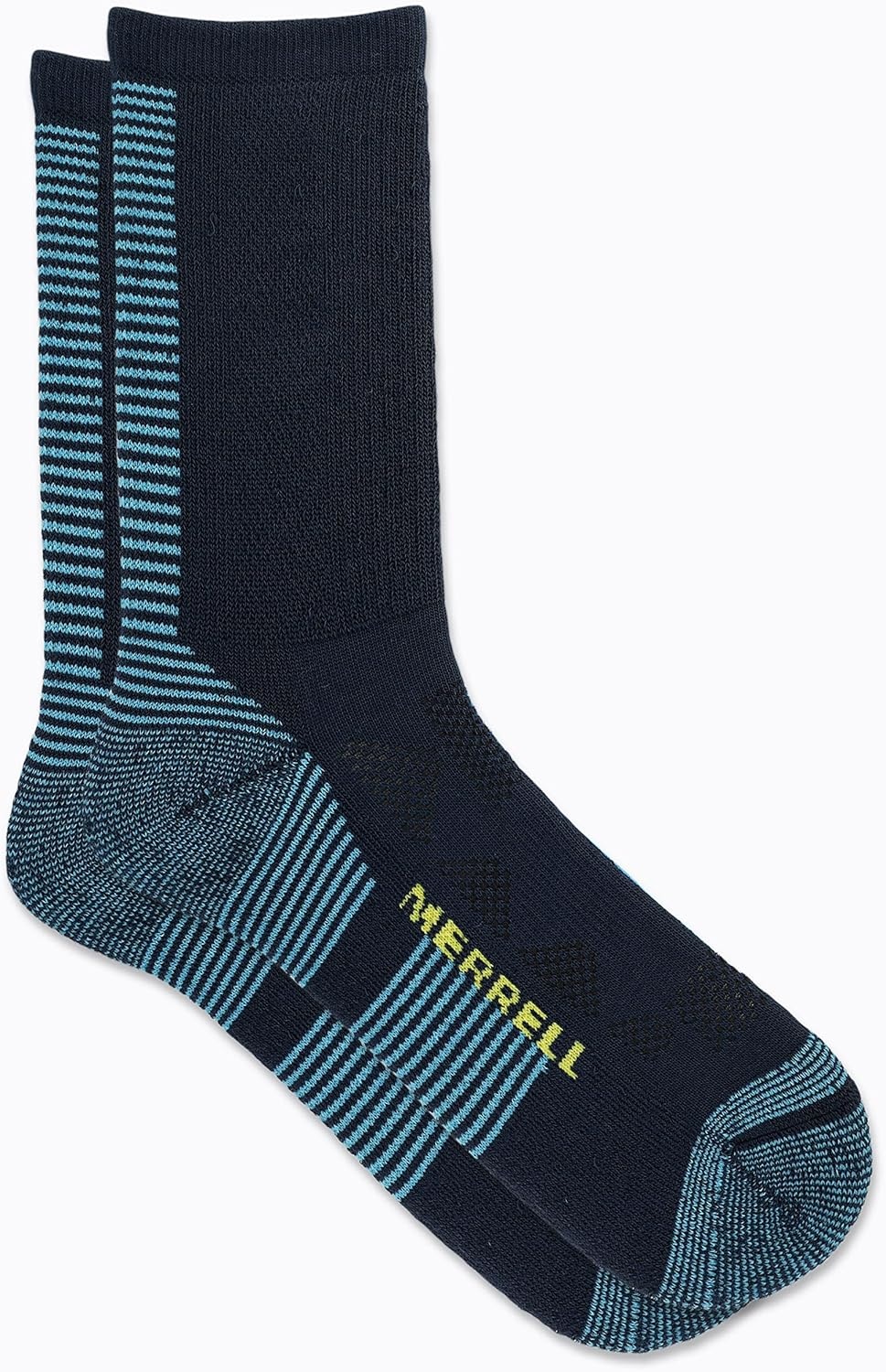 image:imageMerrell mens and womens Moab Speed Lightweight Hiking Crew Socks1 PairUnisex Sustainable Coolmax EcoMade Navy MediumLarge