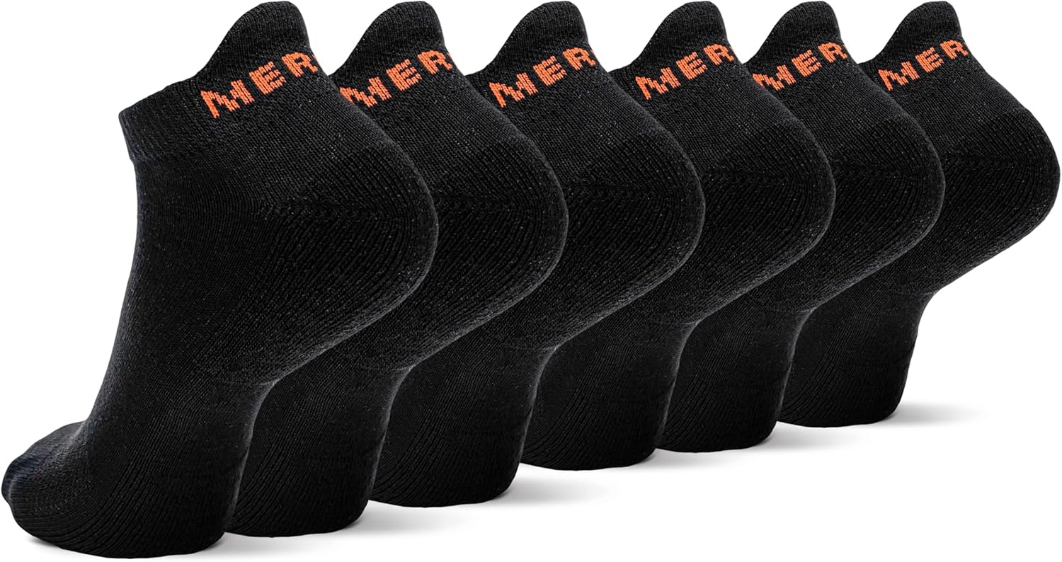 image:imageMerrell unisexadult Mens and Womens Cushioned Cotton Low Cut Tab Socks 3 amp 6 Pairs Breathable Mesh Comfort ZonesBlack 6 Pairs