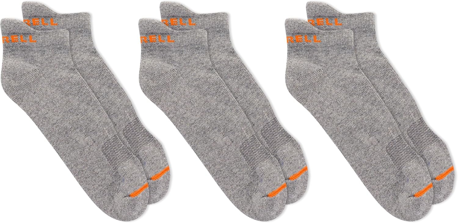 image:imageMerrell unisexadult Mens and Womens Cushioned Cotton Low Cut Tab Socks 3 amp 6 Pairs Breathable Mesh Comfort ZonesGray
