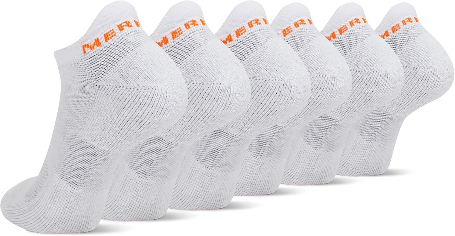 image:imageMerrell unisexadult Mens and Womens Cushioned Cotton Low Cut Tab Socks 3 amp 6 Pairs Breathable Mesh Comfort ZonesWhite 6 Pairs