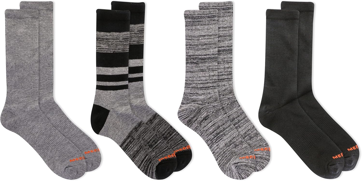 image:imageMerrell unisexadult Mens and Womens Cushioned Midweight Crew Socks 4 8 12 Pairs Moisture WickingBlack Assorted