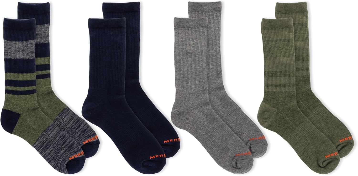 image:imageMerrell unisexadult Mens and Womens Cushioned Midweight Crew Socks 4 8 12 Pairs Moisture WickingBlue 4 Pairs