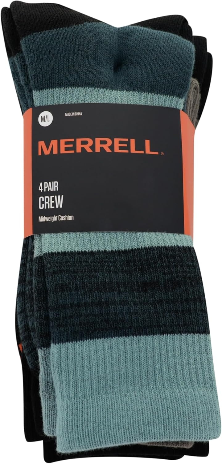 image:imageMerrell unisexadult Mens and Womens Cushioned Midweight Crew Socks 4 8 12 Pairs Moisture WickingOlive 4 Pairs