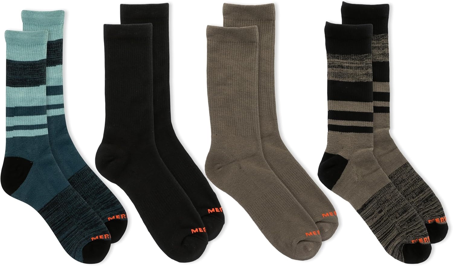 image:imageMerrell unisexadult Mens and Womens Cushioned Midweight Crew Socks 4 8 12 Pairs Moisture WickingOlive 4 Pairs