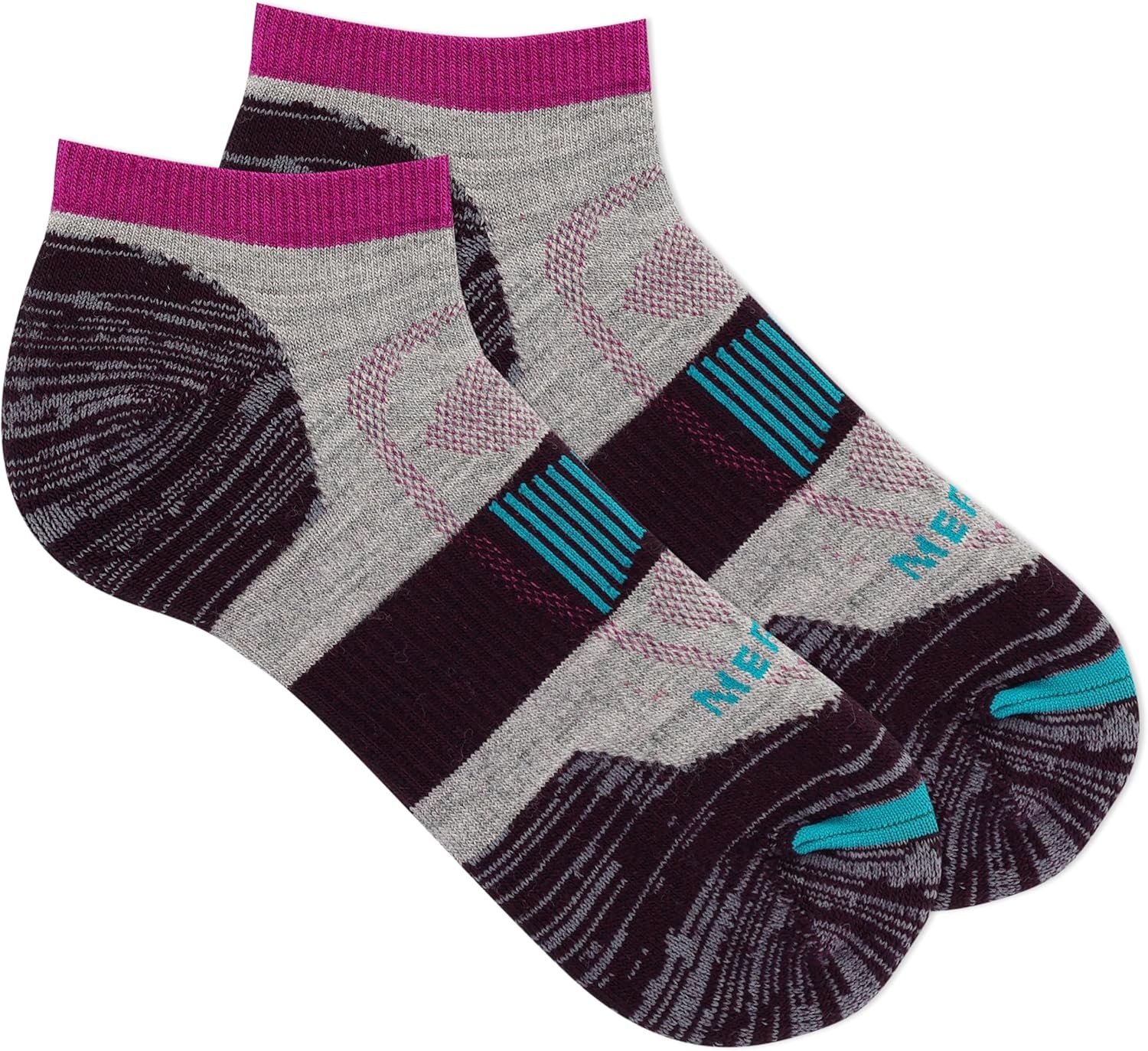 image:imageMerrell womens 1 Pack Zoned Low Cut Light Hiker Hiking Socks OnyxBurgundy